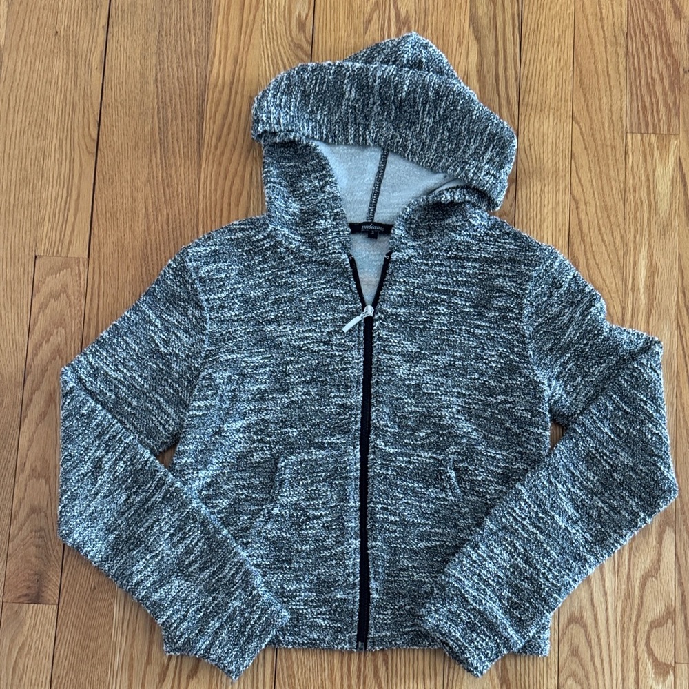 Ambiance Marled Knit Zip Hoodie - Gray/Black